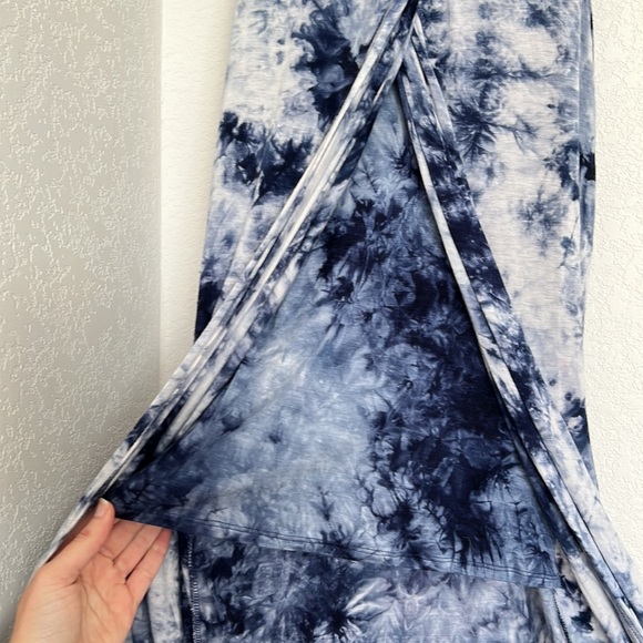 Blue and White Tie Dye Stretch Cotton Maxi Dress - Picture 5 of 5